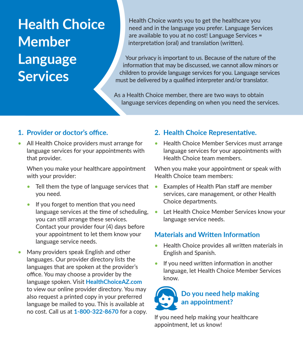 Health Choice Member Language Services Flyer